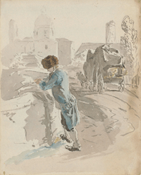 Junger Zeichner vor dem Schwabinger Tor - Aquarell von Johann Georg Dillis (um 1796)