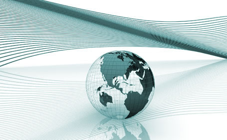 Weltkugel, die internationales Arbeiten symbolisieren soll