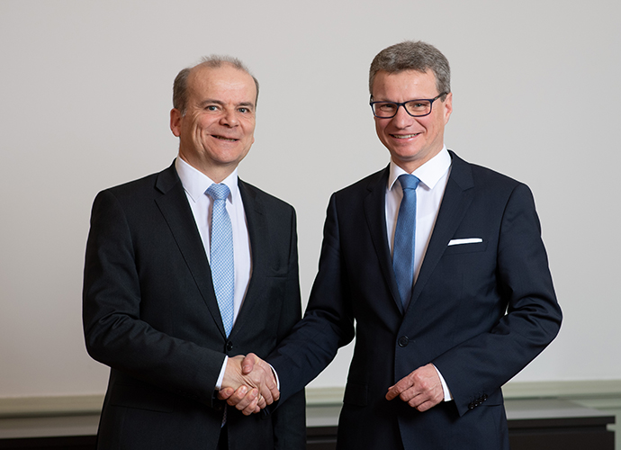 Amtschef Ministerialdirektor Dr. Jungk (l.) mit Wissenschaftsminister Bernd Sibler