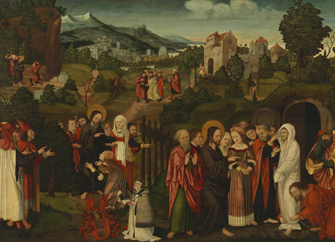 Das 2017 restituierte Gemälde „Die Auferweckung des Lazarus“, Süddeutscher Meister, um 1530-1540