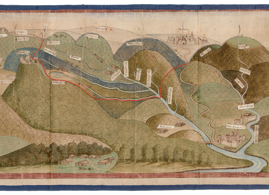 Malerischer Abriss der Gegend von Furth im Wald bis Zwiesel, 1569 (von Südwesten); weitere Informationen siehe unten