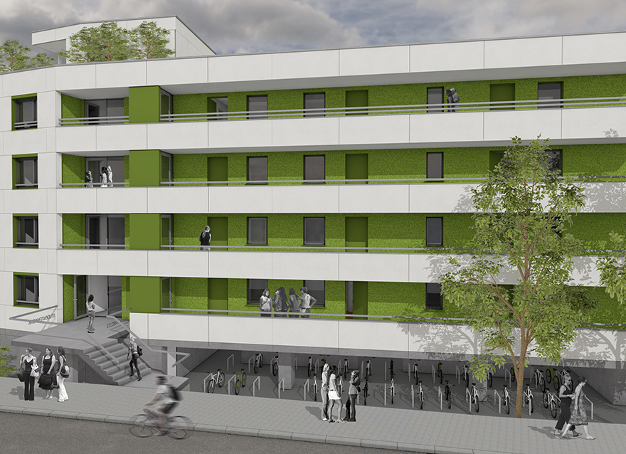 20 Wohnungen mit insgesamt 60 Wohnplätzen können voraussichtlich ab dem Wintersemester 2021/2022 von Studentinnen und Studenten bezogen werden