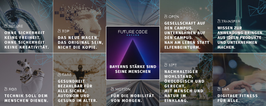 Die Internetpräsenz www.future-code.bayern befasst sich mit Zukunfts- und Gestaltungsthemen