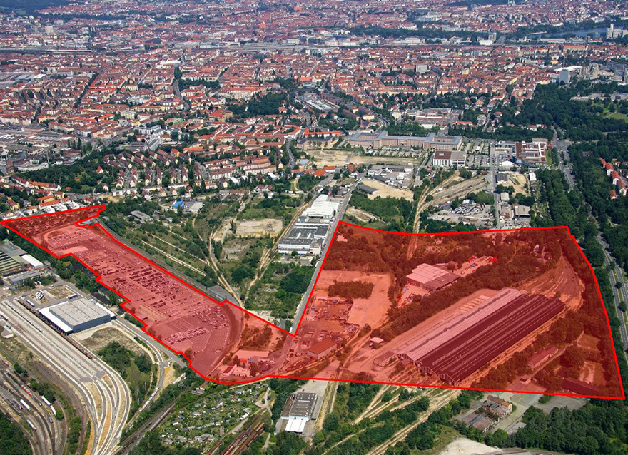Das vorgesehene Gelände für die Technische Universität Nürnberg